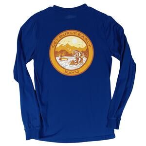 Kavu T-Shirt Mens XS‎ Blue Long Sleeve Organic Cotton Fishing Outdoor Hiking